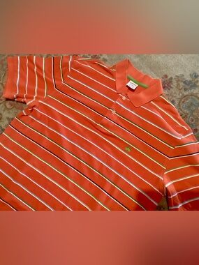 Brooks Brothers Orange Striped Performance Polo - Men’s Sz L - EUC